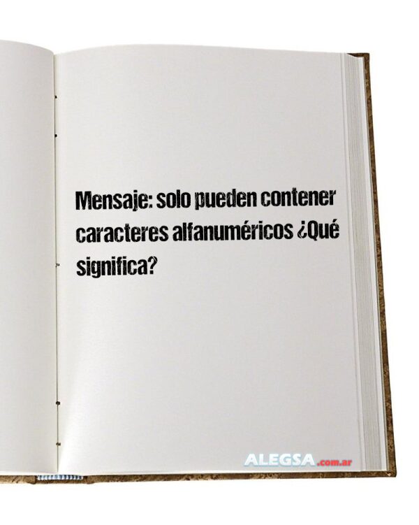 Mensaje: solo pueden contener caracteres alfanuméricos ¿Qué significa?