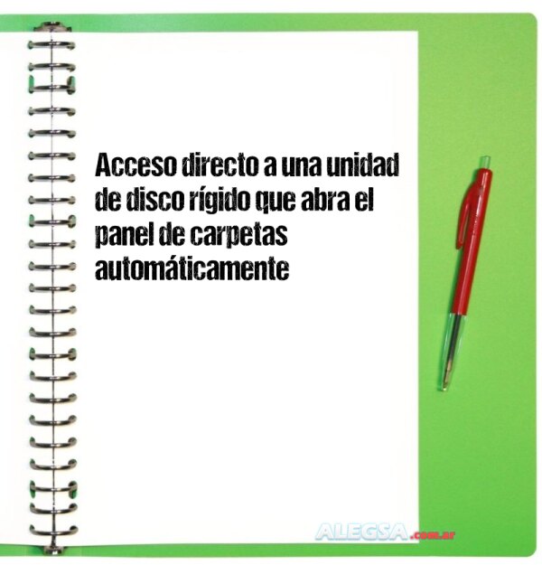 Acceso directo a una unidad de disco rígido que abra el panel de carpetas automáticamente