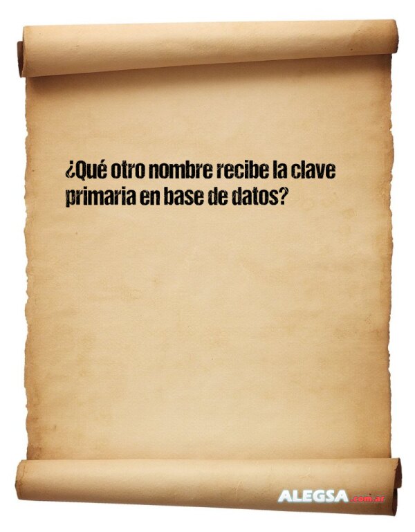 ¿Qué otro nombre recibe la clave primaria en base de datos?