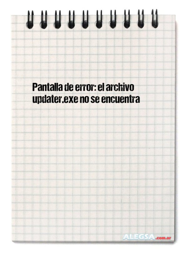 Pantalla de error: el archivo updater.exe no se encuentra