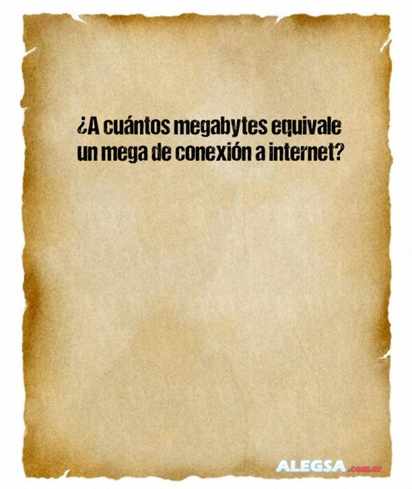 ¿A cuántos megabytes equivale un mega de conexión a internet?