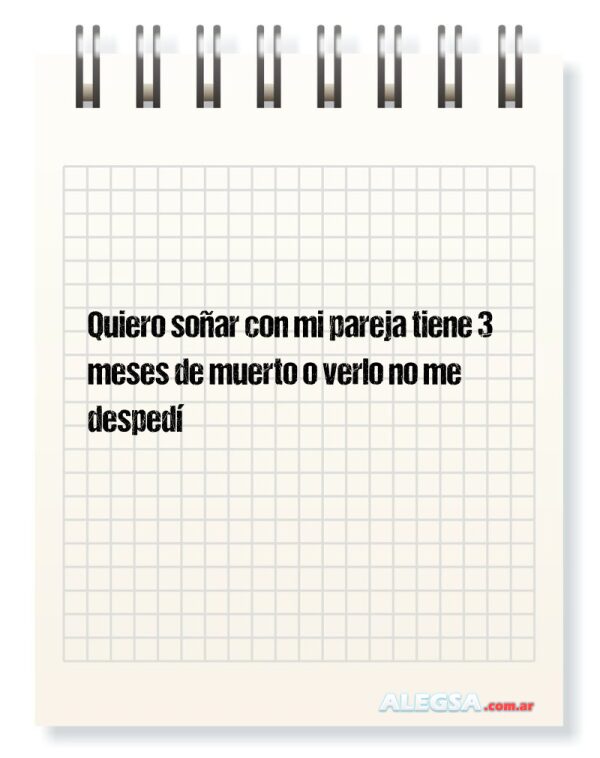 Quiero soñar con mi pareja tiene 3 meses de muerto o verlo no me despedí