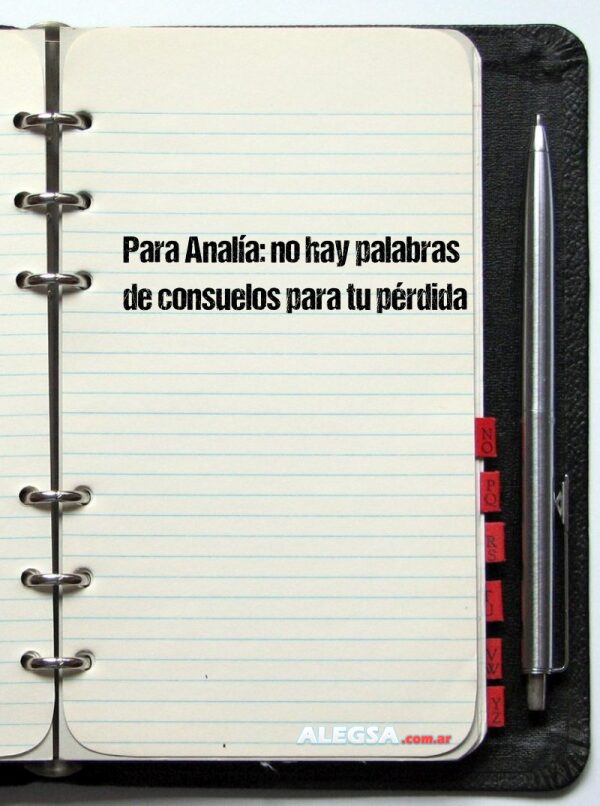 Para Analía: no hay palabras de consuelos para tu pérdida