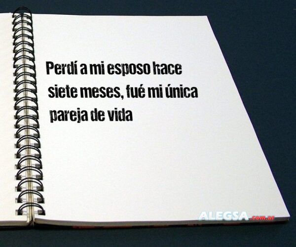 Perdí a mi esposo hace siete meses, fué mi única pareja de vida