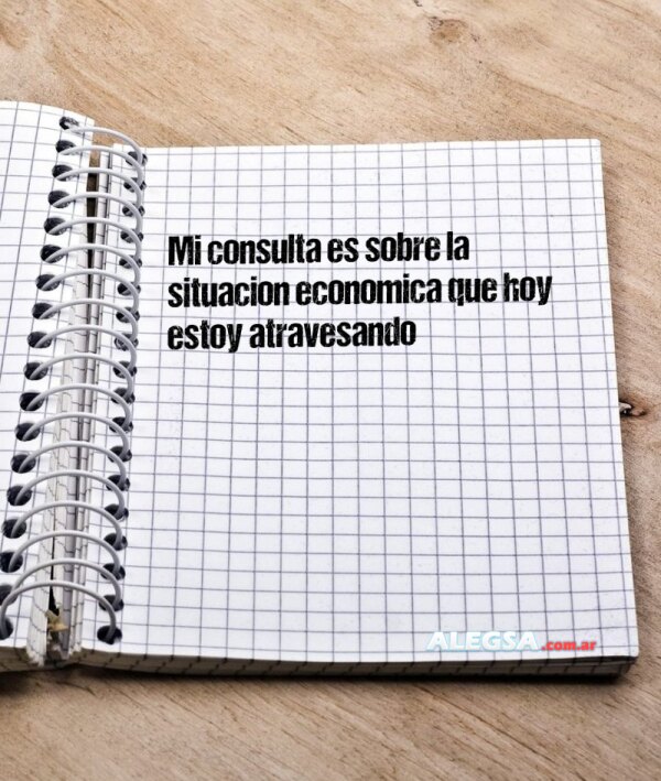 Mi consulta es sobre la situacion economica que hoy estoy atravesando