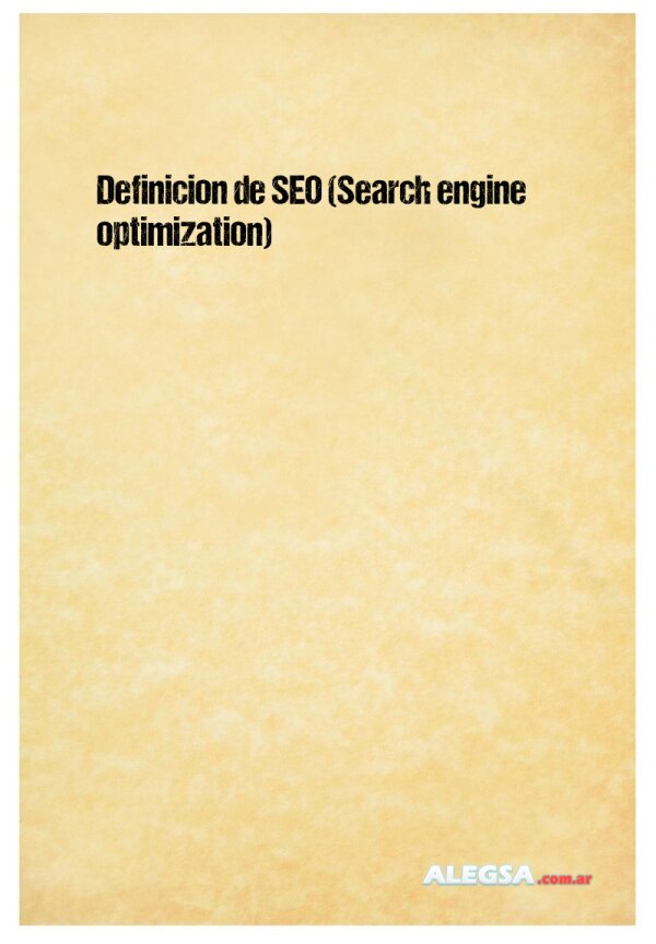 Definición de SEO (Search engine optimization)
