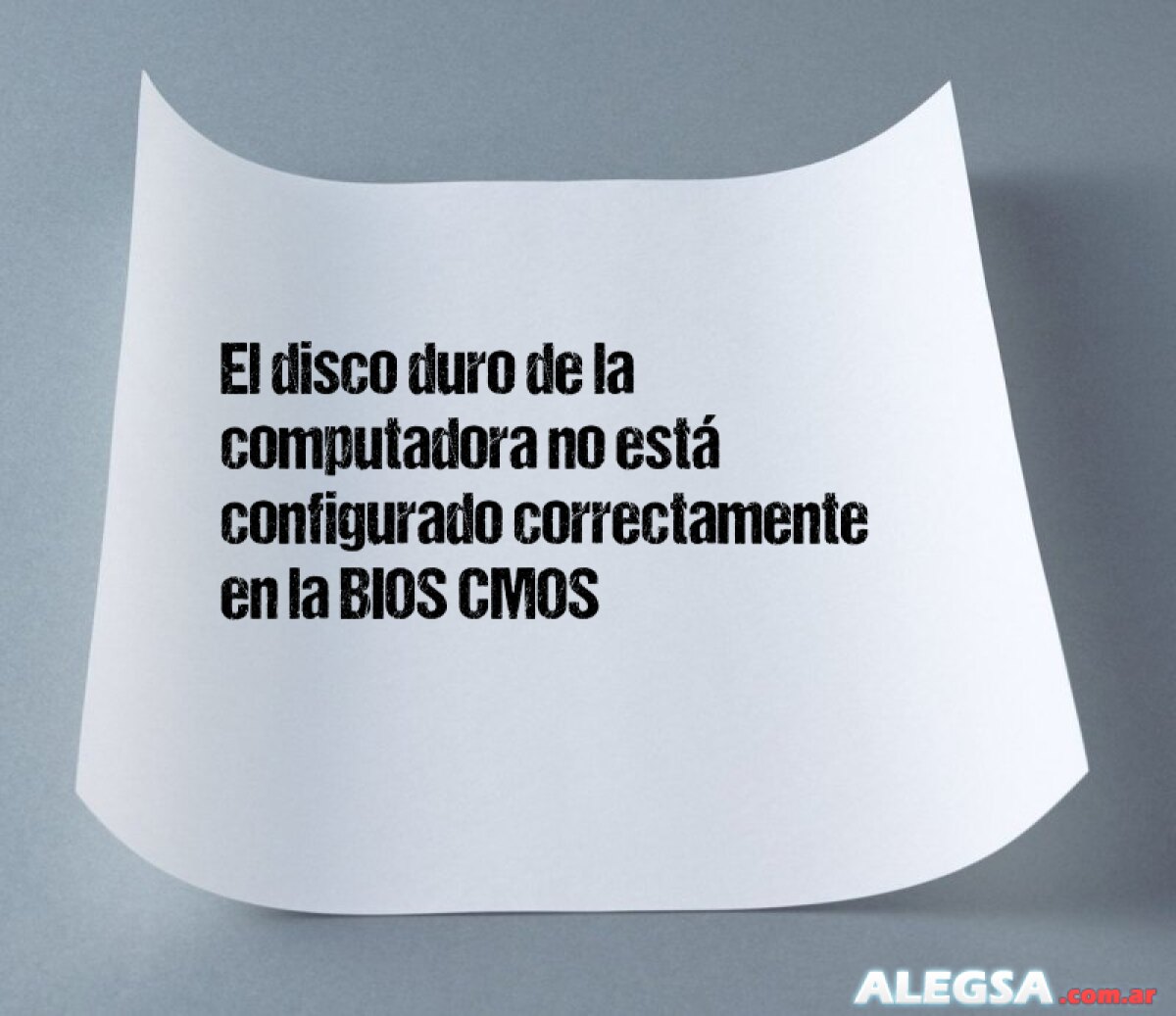 El disco duro de la computadora no está configurado correctamente en la BIOS CMOS 